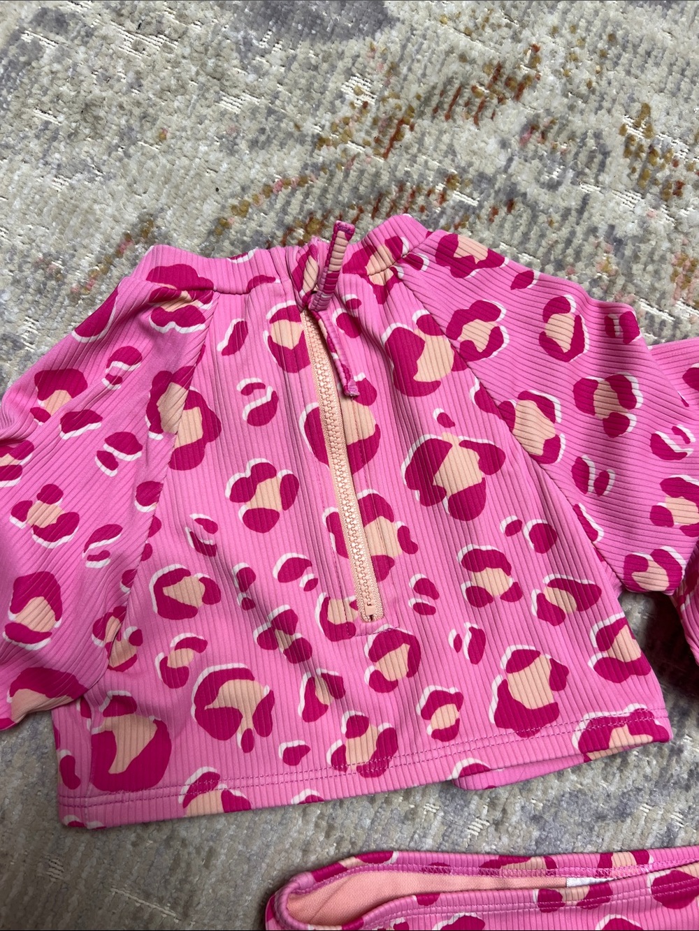 Pink Leopard Print Long-Sleeve Rash Guard Swim Set - Picture 2 of 3
